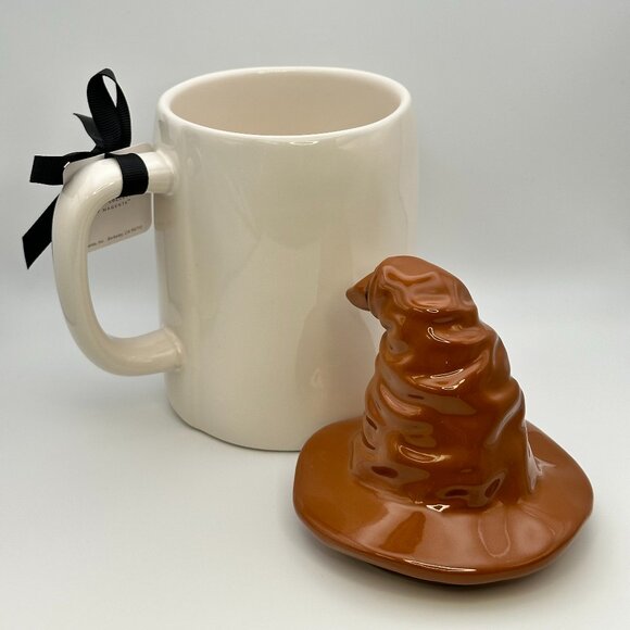 Rae Dunn Harry Potter Coffee mugs with Sorting Hat Glass Lid | Set of 4 - Picture 2 of 12